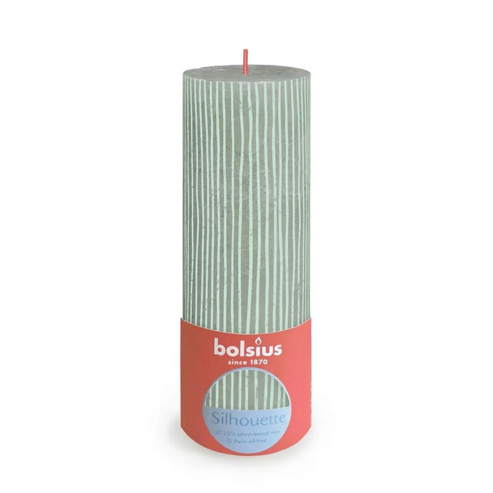 Bolsius Jade Green Rustic Silhouette Pillar Candle  19cm x 7cm £9.89